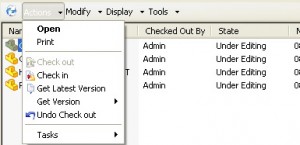 SolidWorks Enterprise PDM pulldown menus