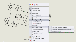 Selection for orthographic rotation of auxiliary drawing view