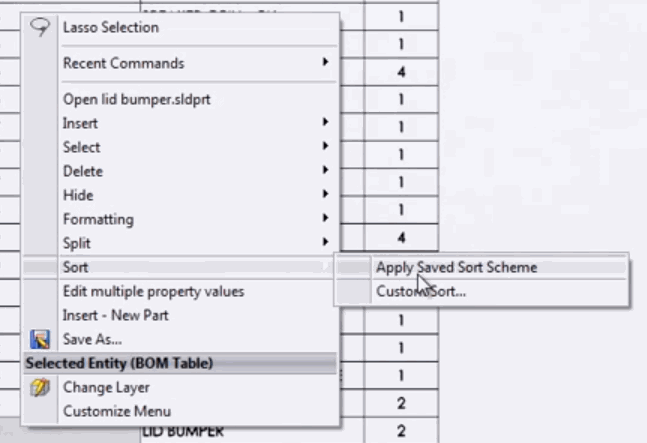Apply saved sort