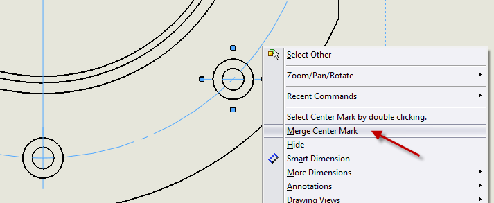 Merging center marks