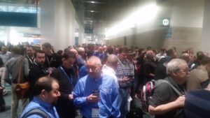 Lining up on the first day for the General Session of SOLIDWORKS World 2017 sww17