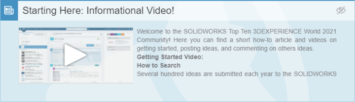 SOLIDWORKS Top Ten Idea Instruction Video link