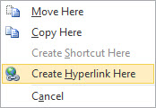 Select Create Hyperlink Here to create the link to the mapped network folder or drive