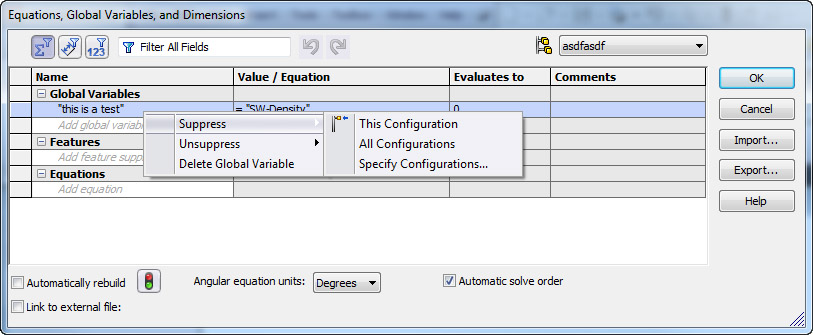 New in SolidWorks 2012: Equations - SolidWorks Legion